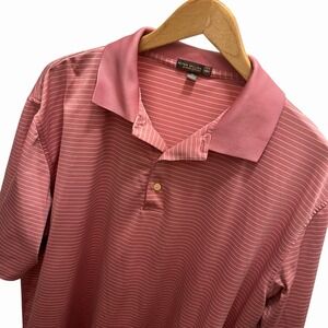 Peter Millar Polo Shirt Mens XL Pink Stripe Summer Comfort Golf Performance
